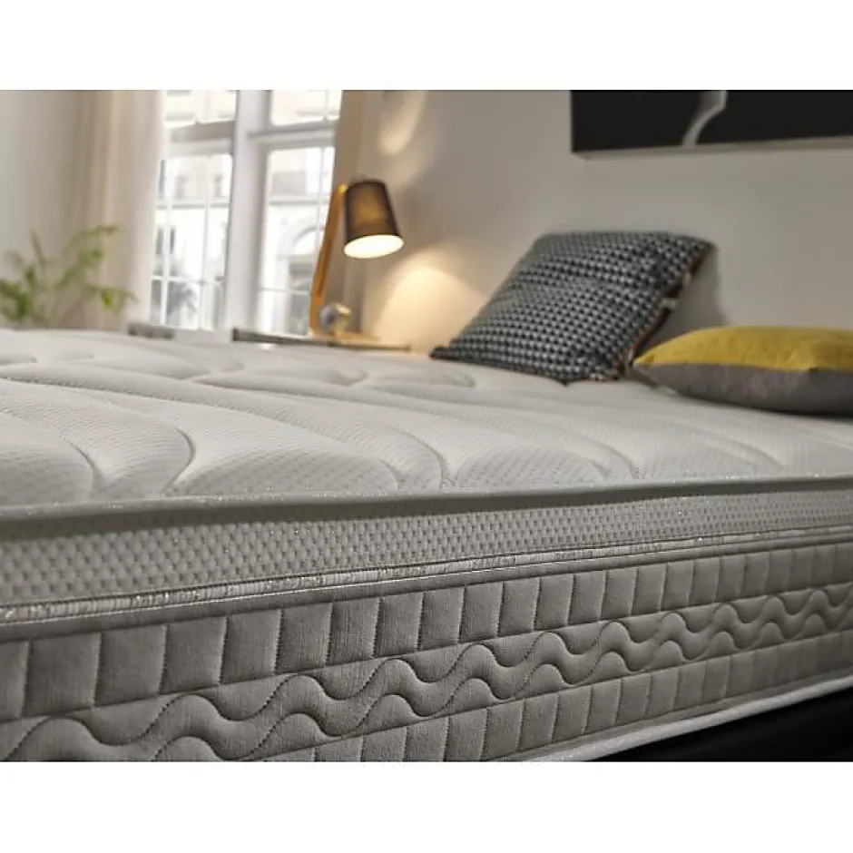 Eccox Matelas 150x200 cm Mémoire de forme Luxury Elite Silver H21 epaisseur 21 cm +/-2 Fermeté moyenne-élevée.