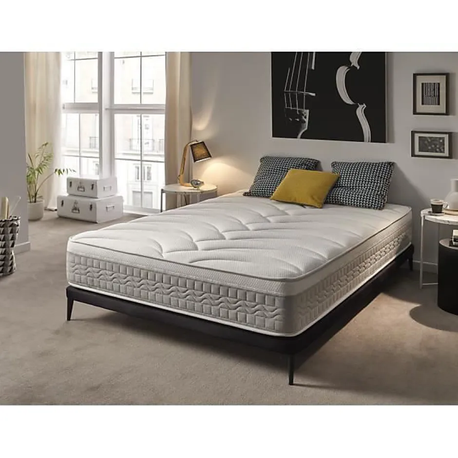 Eccox Matelas 120x180 cm Mémoire de forme Luxury Elite Silver H30 epaisseur 30 cm +/-2 Fermeté moyenne-élevée.