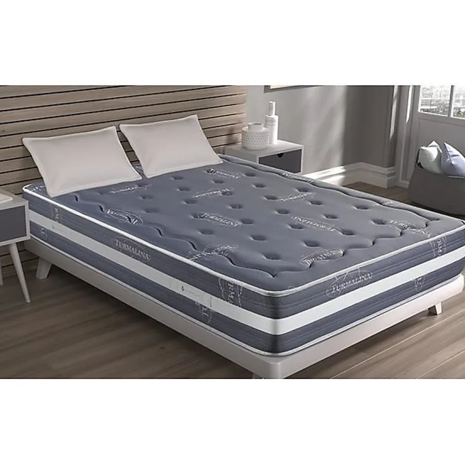 Eccox Matelas 180x200 cm Mémoire de forme Tourmaline Gris epaisseur 25 cm +/- 2 Haute Fermeté.