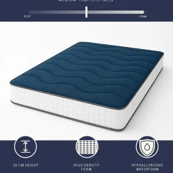 The White Stone Matelas 140x190 cm Waterfoam H20 cm Ferme Moyenne Médical Antiallergique Made in Italy Clearance