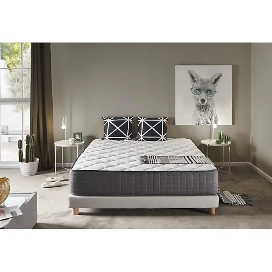 Eccox Matelas 160x200 en Mousse à Mémoire de Biothérapie Hauteur 30 cm +/-2 Fermeté moyenne-élevée.
