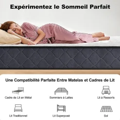Teeno Matelas 90x190 Epaisseur 22CM Haute Densité