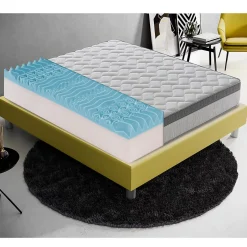 Materassiedoghe Matelas 120x200 Memory Gel - Epaisseur 25 cm - Mousse Mémoire 6 cm - 9 zones de confort - 100% Made in Italy Sale
