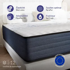 Naturalex Matelas 160x200 mémoire de forme - Épaisseur 30 cm - Blue Latex - 7 zones - Hypoallergénique - Ferme - Durable + - Perfect Dream New