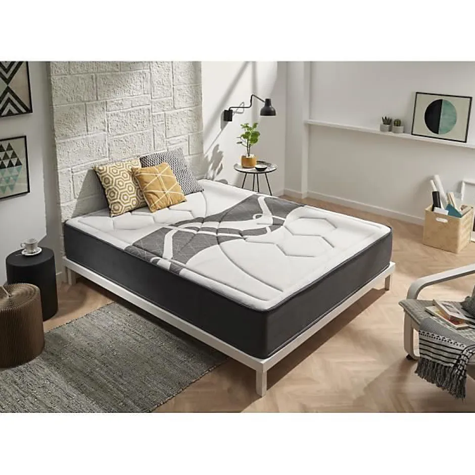 Eccox Matelas 105x190 Mémoire de formeelastique Memory Graphene Hauteur 30 cm +/-2 Fermeté moyenne-haute.