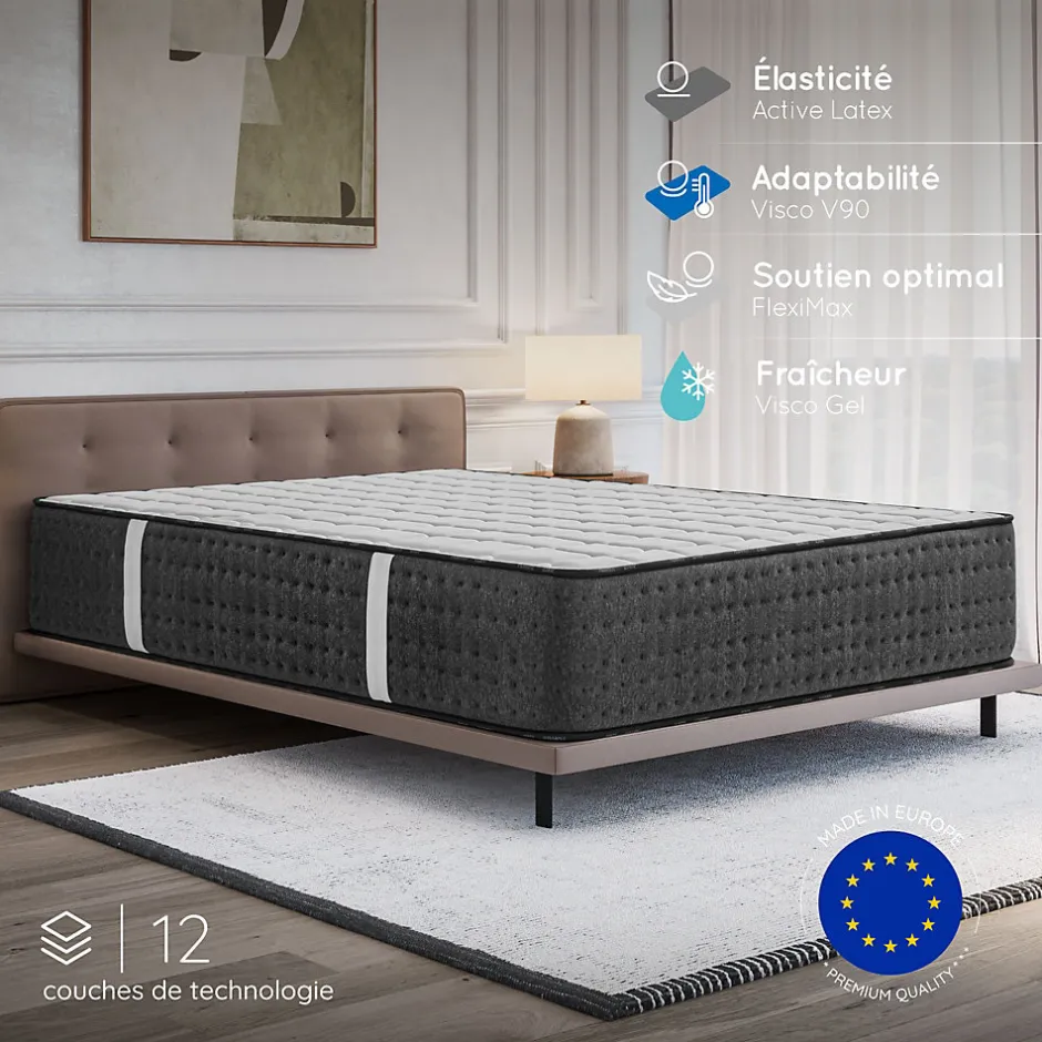 Cosmos Matelas 180x200 Mousse HR - Blue Latex - Épais 32 cm - 7 zones - Réversible - Hypoallergénique - Ferme - Très Durable - Equinox