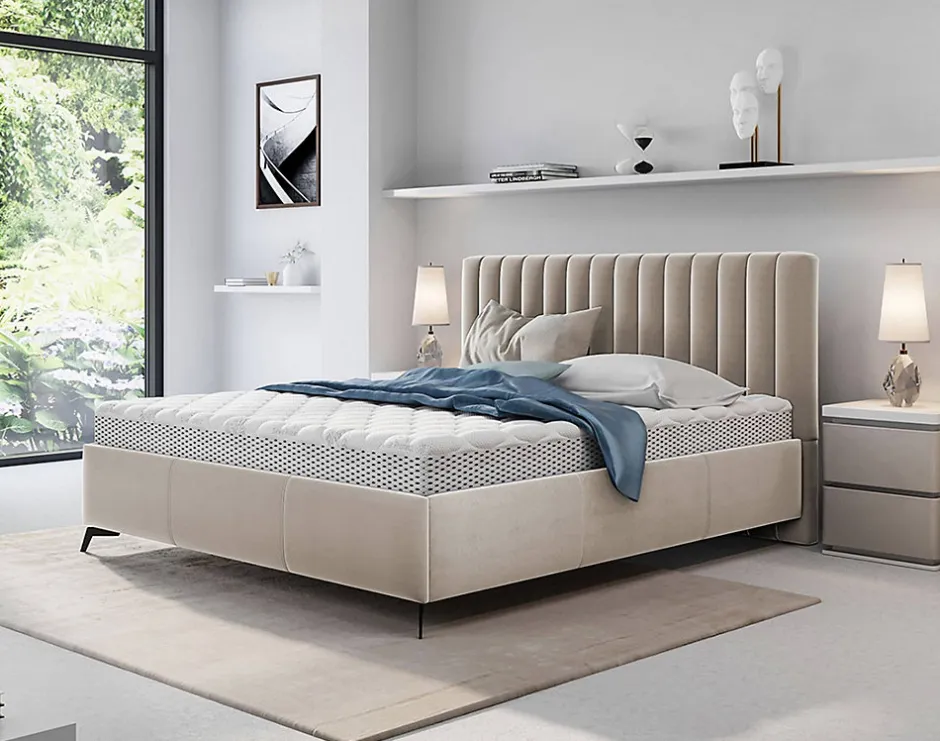 Best Mobilier Mendoza - lit coffre - 180x200 - sommier inclus - en velours -
