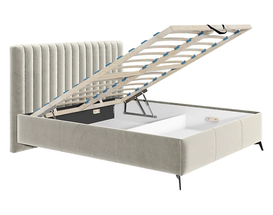 Best Mobilier Mendoza - lit coffre - 180x200 - sommier inclus - en velours -
