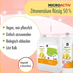 Höfer Chemie Microactiv Acide Citrique Liquide 50% Détartrant Polyvalent 2 x 5 L, Et Économique Hot