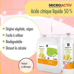 Höfer Chemie Microactiv Acide Citrique Liquide 50% Détartrant Polyvalent 96 x 5 L, Et Économique