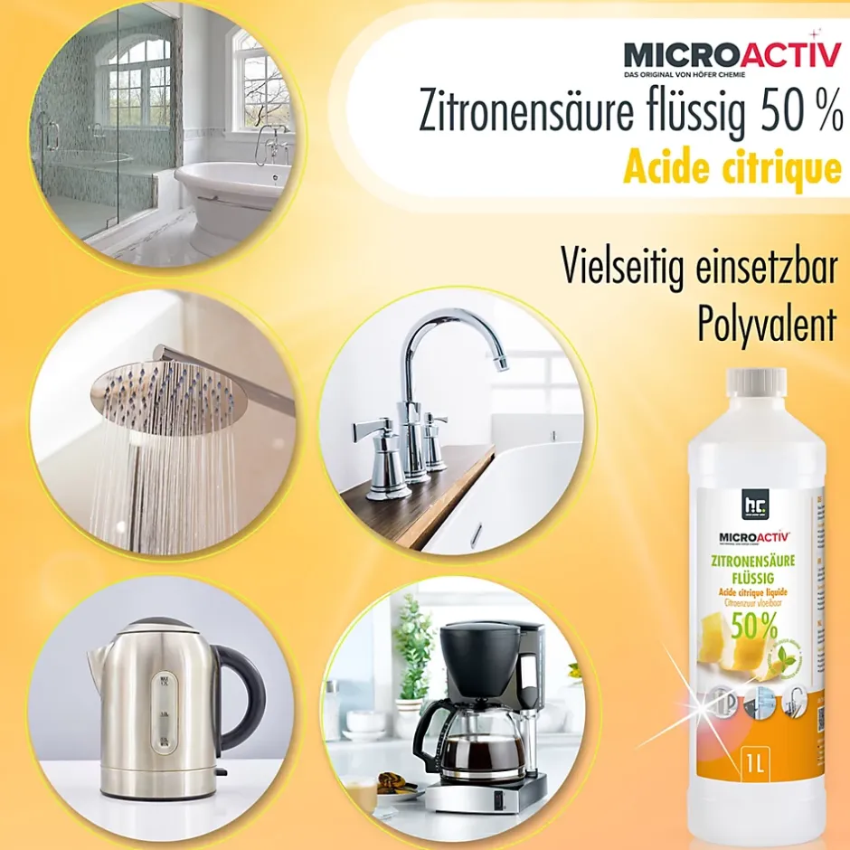 Höfer Chemie Microactiv Acide Citrique Liquide 50% Détartrant Polyvalent 1 x 6 L, Et Économique