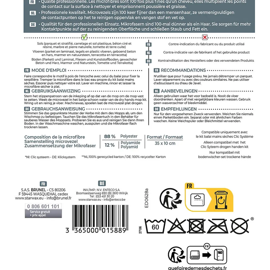 Starwax Microfibre balai mains sèches Clic système Outlet