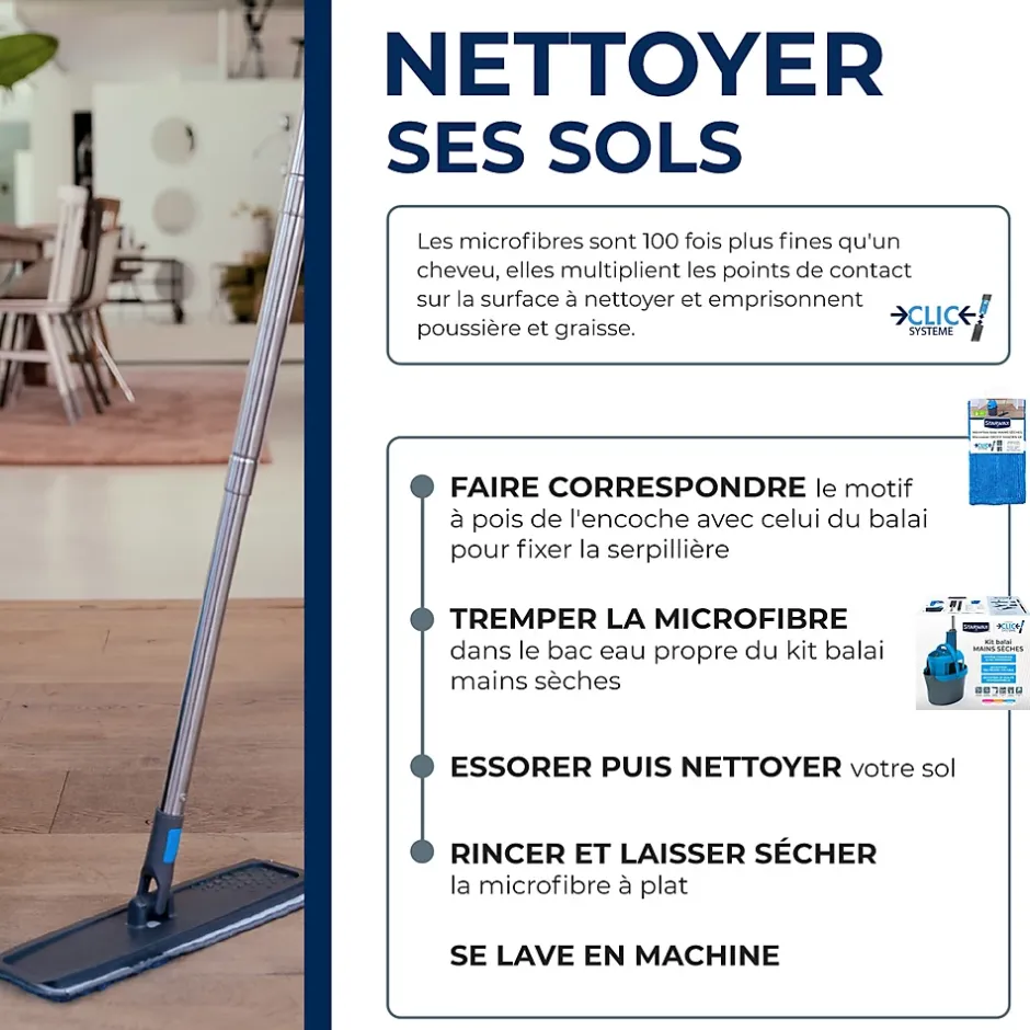 Starwax Microfibre balai mains sèches Clic système Outlet