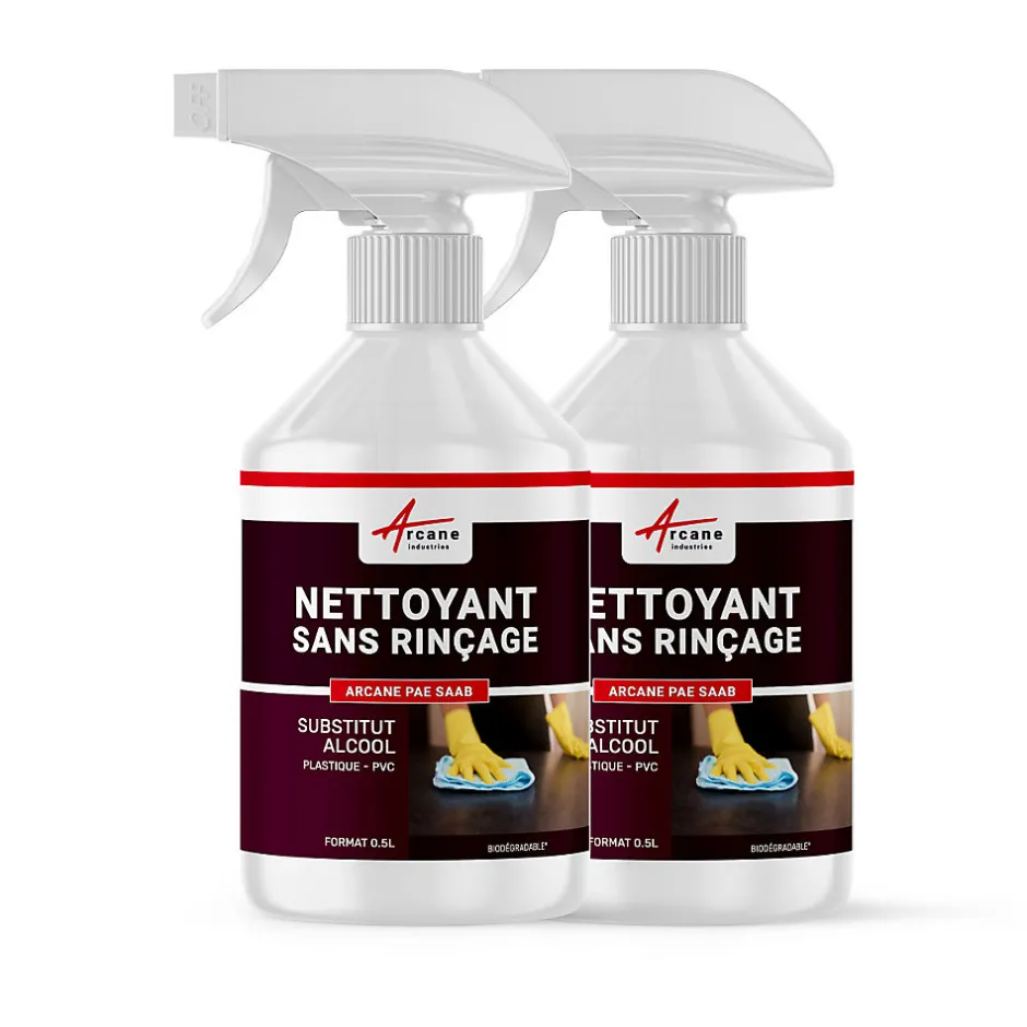 Arcane Industries Nettoyant plastique sans alcool : PVC, PC, téléphone etc... - 1 L (2 x 0.5 L) -