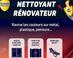 Guard Industrie Nettoyant Rénovateur Ravive Couleurs Peinture PVC Métal Antitache 5 ans 250g - 2 Portes et 10 Fenêtres Chiffon microfibre inclus