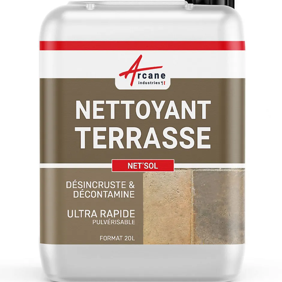 Arcane Industries Nettoyant terrasse professionnel rapide pavé autobloquant pierre béton - 20 L -