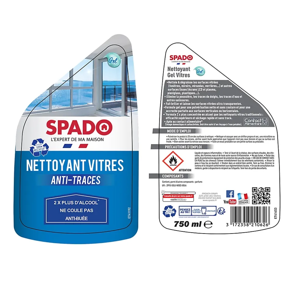Spado Nettoyant vitres gel anti-traces 750 ml Discount
