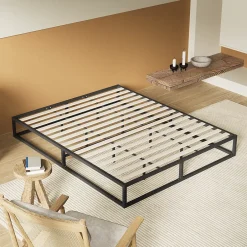 November Sleep Lit 140 x 190 cm - Cadre en acier - Lattes en bois Discount