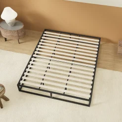 November Sleep Lit 140 x 190 cm - Cadre en acier - Lattes en bois Discount