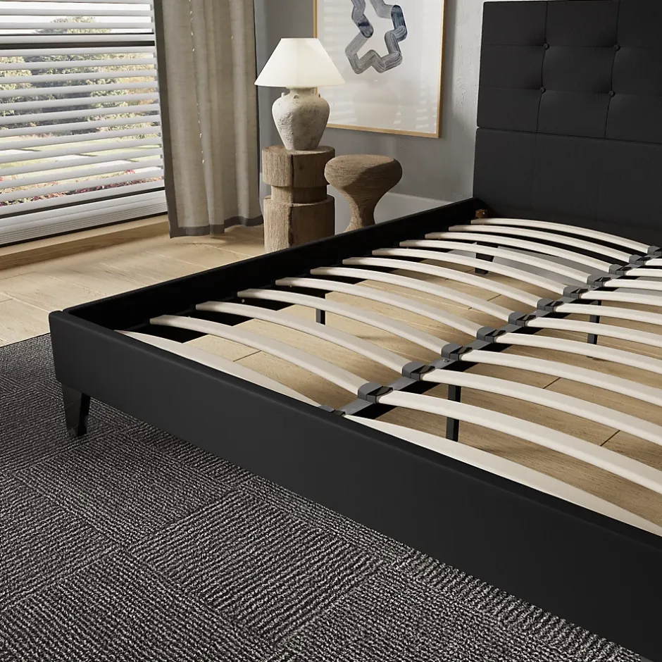 November Sleep Lit 140x190 cm avec tête de lit tissu noir Best