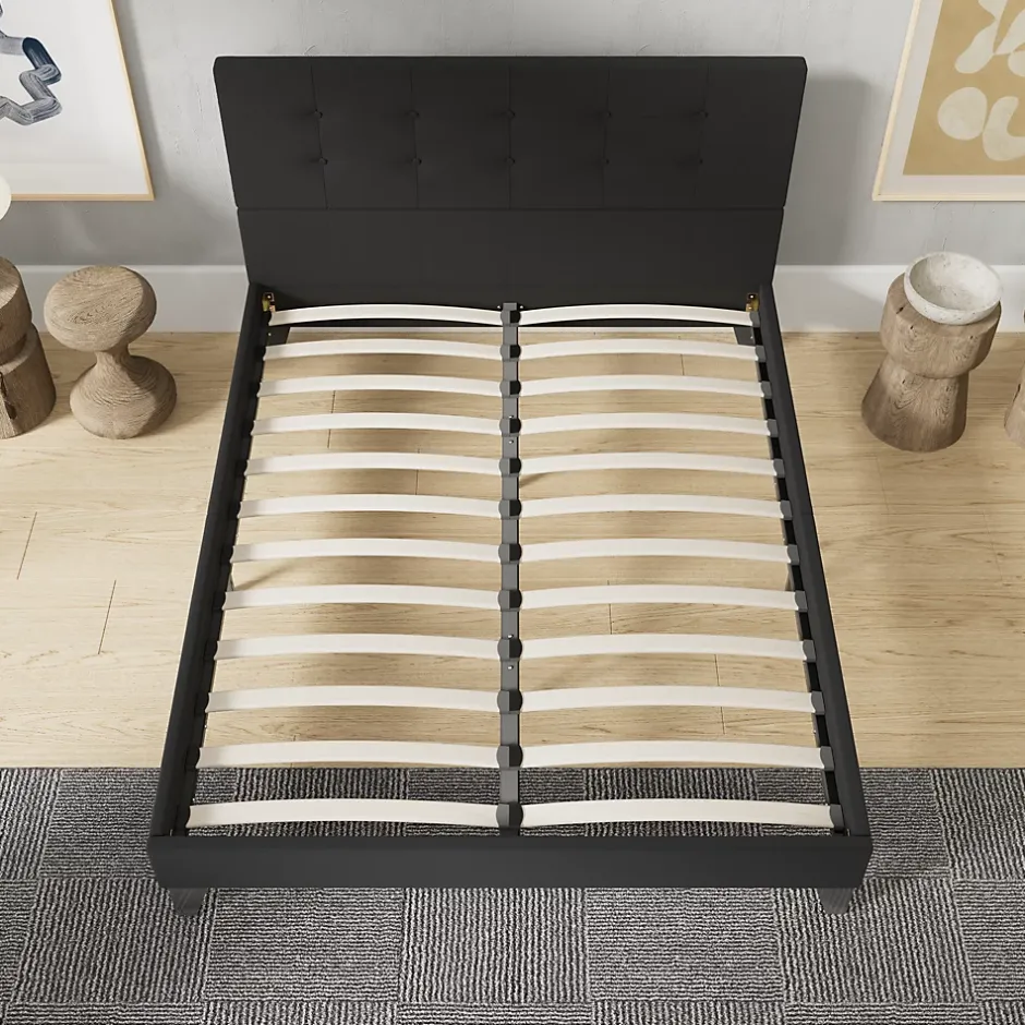 November Sleep Lit 140x190 cm avec tête de lit tissu noir Best