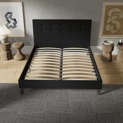 November Sleep Lit 120x190 cm avec tête de lit tissu noir Clearance