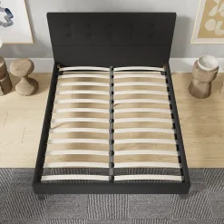November Sleep Lit 120x190 cm avec tête de lit tissu noir Clearance