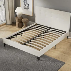 November Sleep Lit 140x190 cm avec tête de lit tissu lin