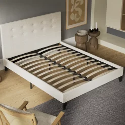 November Sleep Lit 160x200 cm avec tête de lit tissu lin Sale