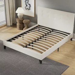 November Sleep Lit 120x190 cm avec tête de lit tissu lin Clearance