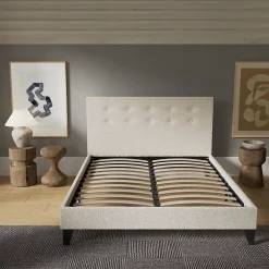 November Sleep Lit 120x190 cm avec tête de lit tissu lin Clearance