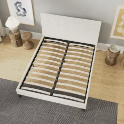 November Sleep Lit 120x190 cm avec tête de lit tissu lin Clearance