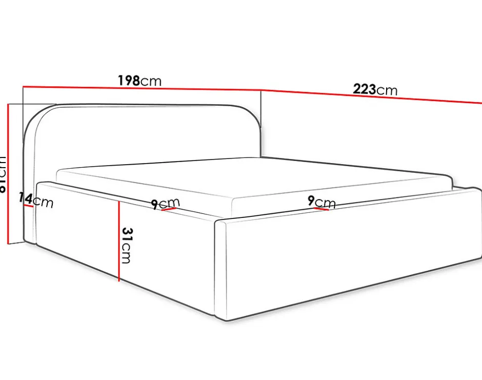 Best Mobilier Orane - lit coffre - 180x200 cm - en tissu bouclette -