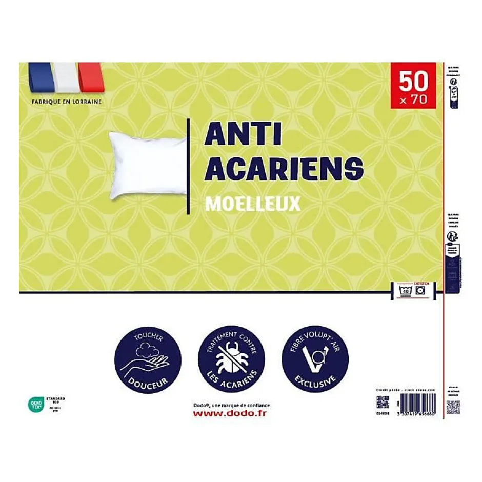 Dodo Oreiller anti-acariens 50x70 cm - 100% Polyester -