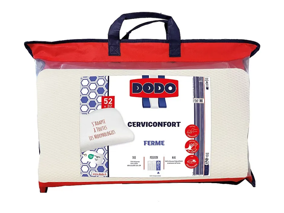 Dodo Oreiller - maintien parfait tête - indéformable - L. 52 x H. 32 cm - PERFECT POSITION