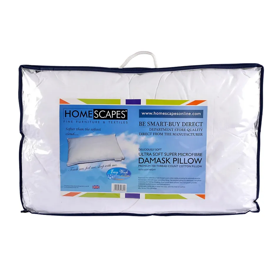 Homescapes Oreiller en microfibre et coton damassé, 50 x 75 cm -