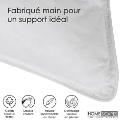 Homescapes Oreiller en plumes de canard 50 x 75 cm, lot de 2 -