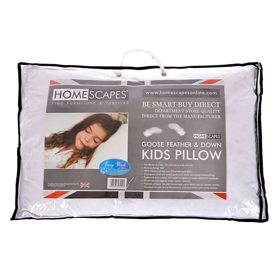 Homescapes Oreiller enfant en duvet et en plumes d'oie, 40 x 60 cm -