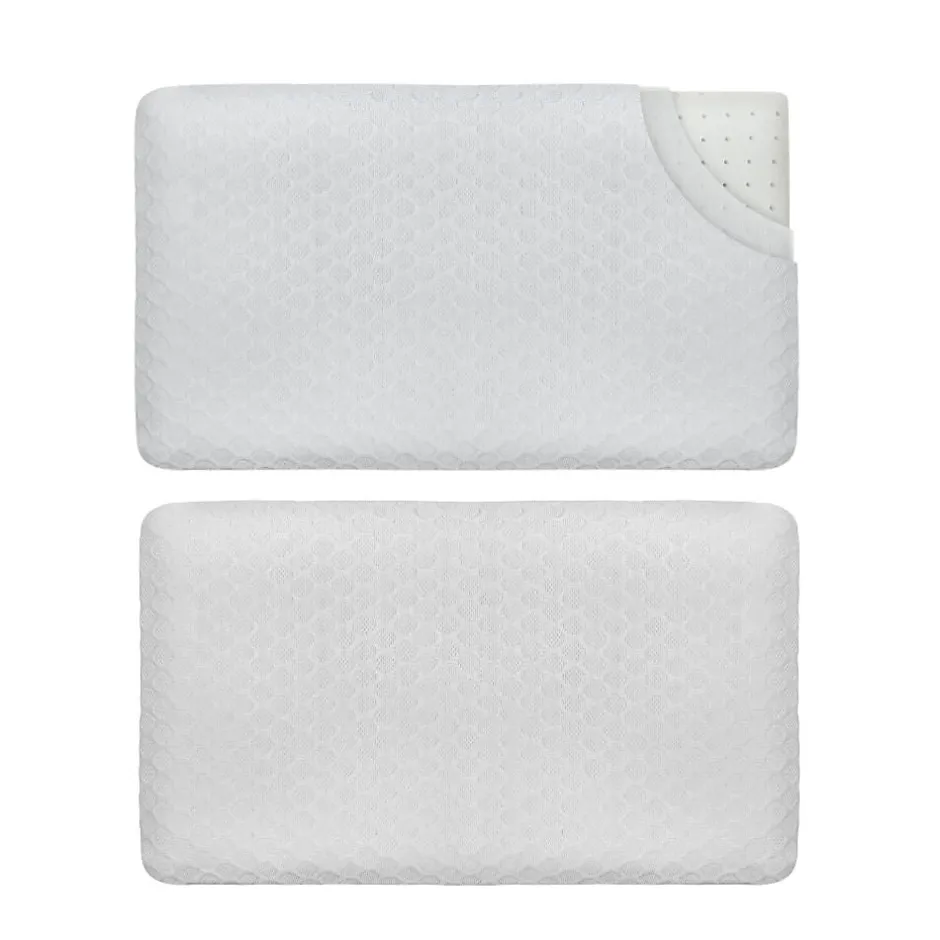 Inphysio Oreiller enfant respirant en tissu de bambou 50x30x5,5 avec taie en bambou supplémentaire -