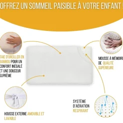 Inphysio Oreiller enfant respirant en tissu de bambou 50x30x5,5 - Best
