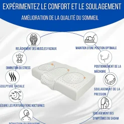 Inphysio Oreiller ergonomique anti-rides avec taie d'oreiller en soie - extra grande - 65x42x10 - ERGO Clearance
