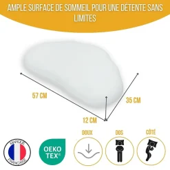 Inphysio Oreiller ergonomique en forme de nuage - mousse à mémoire de forme - 57x35x12 - Sale