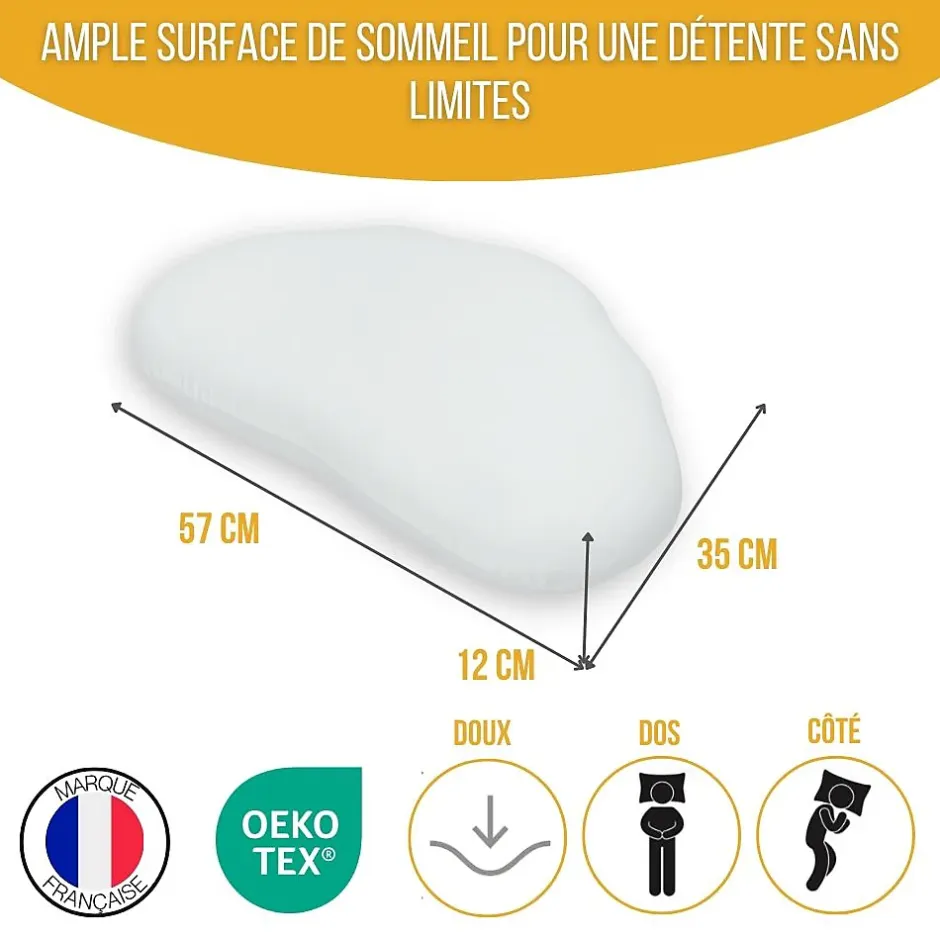 Inphysio Oreiller ergonomique en forme de nuage - mousse à mémoire de forme - 57x35x12 - Sale