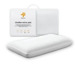 Inphysio Oreiller extra plat pour personnes qui dorment sur le ventre s et taie en satin extra 50x30x5,5