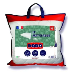 Dodo Oreiller Le Matelassé - 60x60 cm - Soutien ferme - Taie déhoussable - Fabriqué en France
