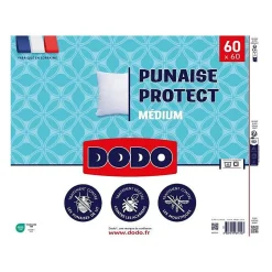 Dodo Oreiller médium 60x60 cm - Protection anti punaise, anti acarien - 550 gr - Blanc - Fabriqué en France Hot
