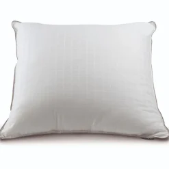 Lestra Oreiller "Microduv Fjord" Mi-ferme satinée à carreaux - Oreiller 65 x 65 cm