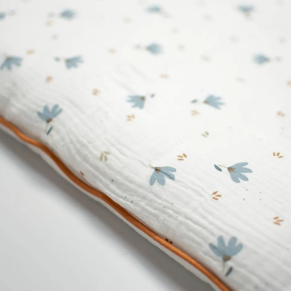 Sevira Kids Oreiller plat réversible en gaze de coton Bleuet