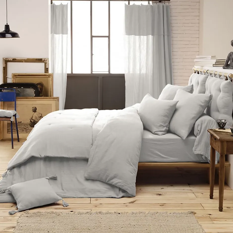 Altobuy OUREA - Chemin de Lit 90x200cm Capitonné Gaze de Coton Nuage Best