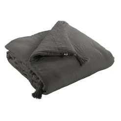 Altobuy OUREA - Chemin de Lit 90x200cm Capitonné Gaze de Coton Granit New